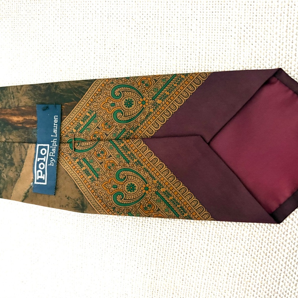 Ralph Lauren Vintage Fox Hunt Scene Silk Tie Made in USA - Picture 6 of 7